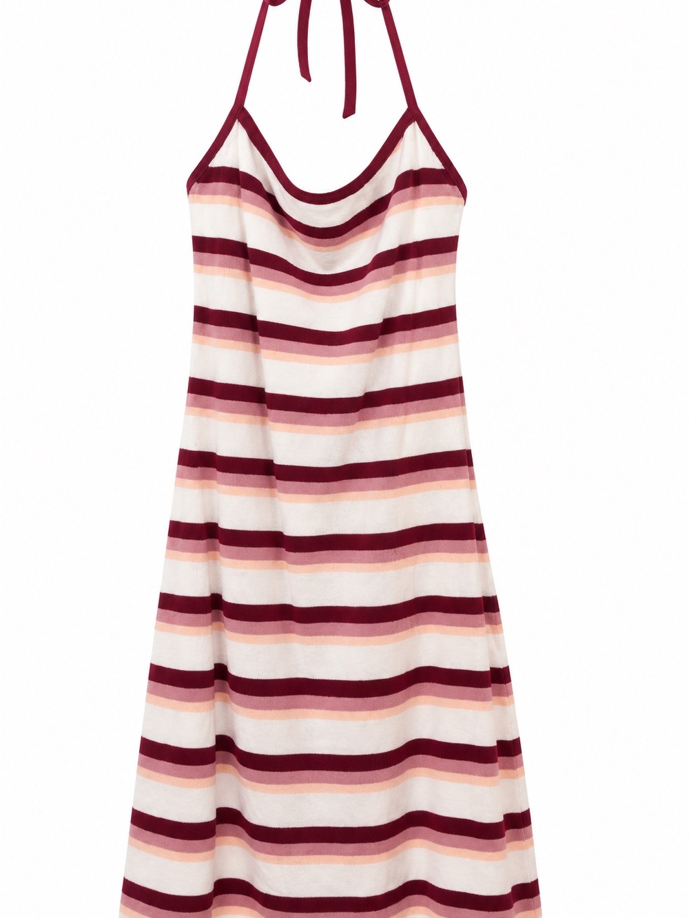 NWT Volcom Gurrl Crush Halter Mini Dress Rosewood Striped Women’s L $60